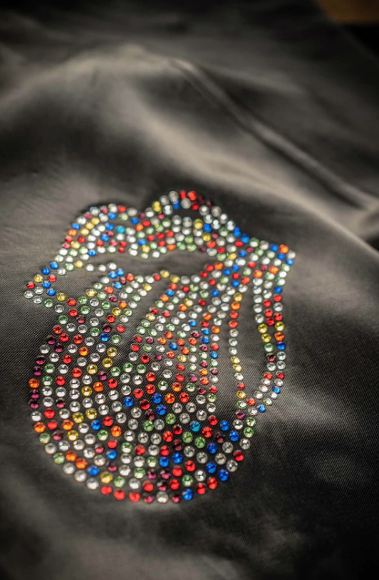 Madeworn Silk Tour Jacket Rolling Stones Crystals Black — Etc